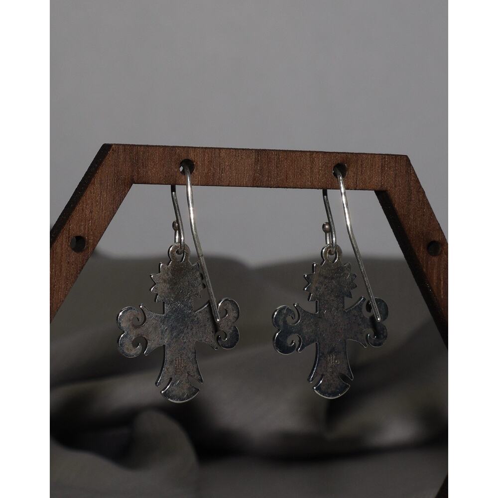 James Avery Sterling Silver La Primavera Cross Earrings 5.6G / 1.3in - Picture 3 of 3